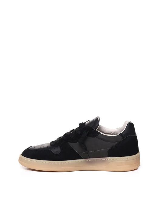 Date Blue Panelled Leather Suede Quilted Sneakers for men