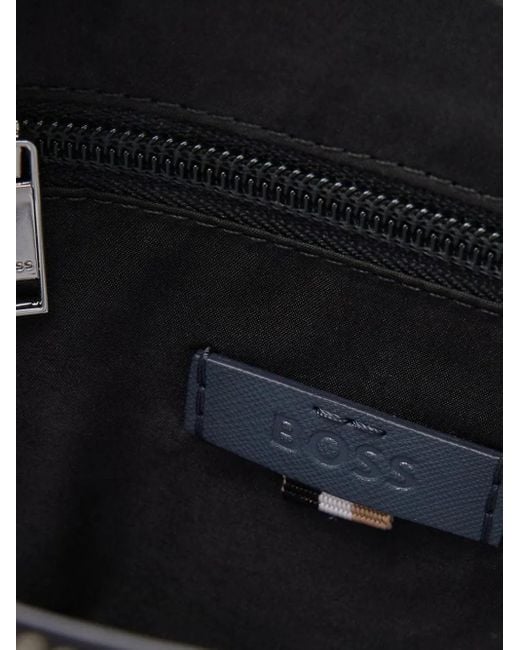 Borsa Con Placca Logo di Boss in Blue da Uomo