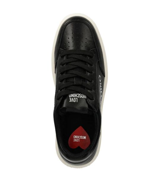 Love Moschino Black Logo Lettering Lace-Up Trainers