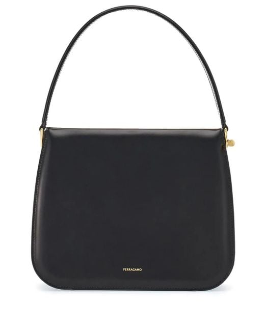 Ferragamo Black Semi-Rigid Leather Bag