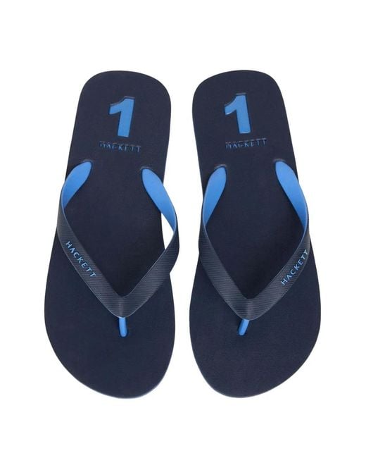 Hackett Blue Capri Logo-Embossed Flip Flops for men
