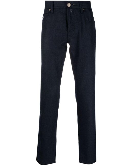 Sartoria Tramarossa Blue Skinny Wool-blend Trousers for men