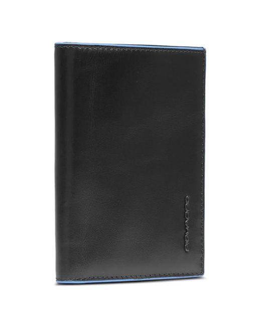 Piquadro Black Logo-Lettering Contrast-Trim Wallet