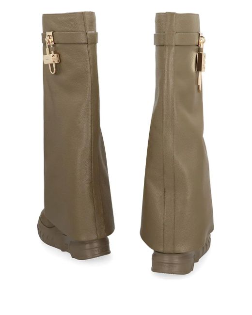 Givenchy Green Shark Lock Biker Boots