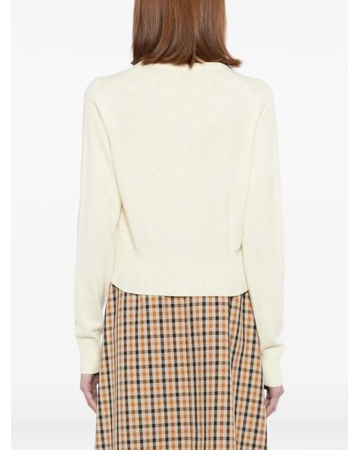 N.Peal Cashmere White Ivy Cropped Cardigan