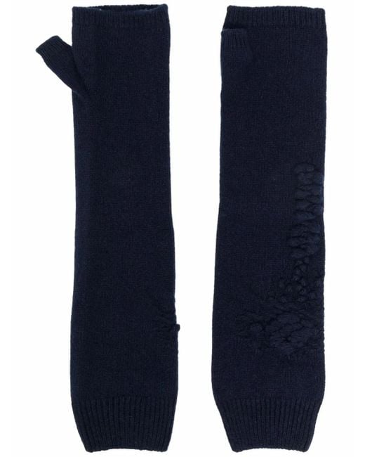 Barrie Blue Fingerless Cashmere Mittens