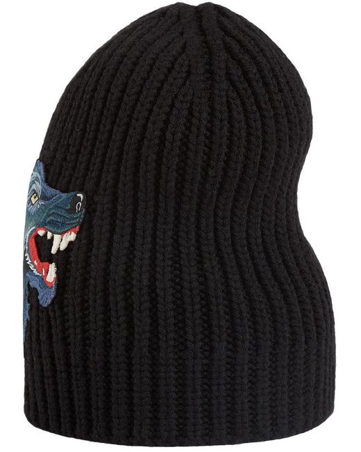 Gucci Blue Wool Hat With Wolf for men