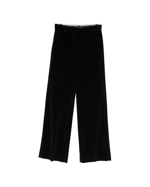 Circolo 1901 Black Velvet-Effect Trousers