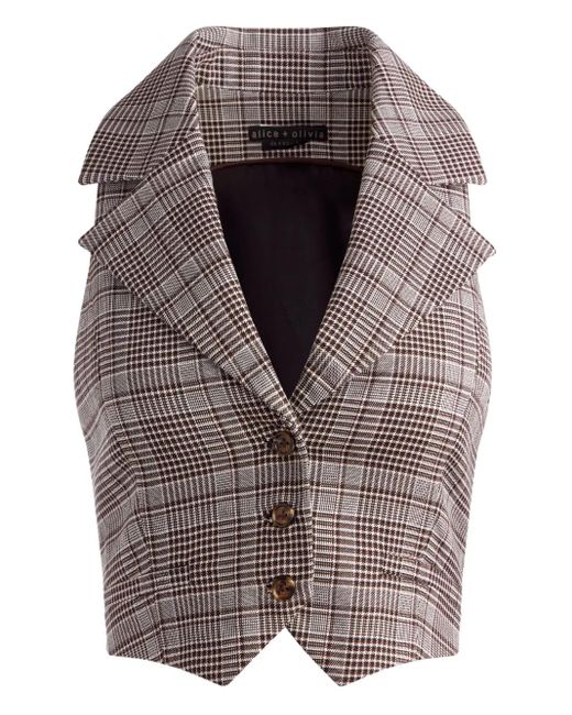 Alice + Olivia Gray Donna Checked Waistcoat