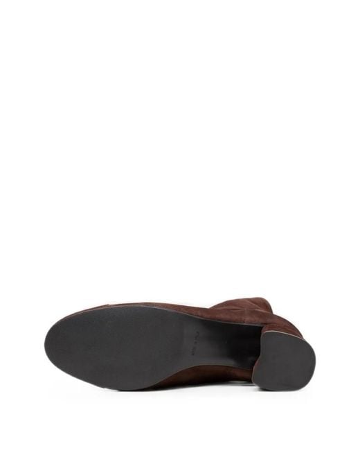 Poche Paris Brown Suede Block-Heel Ankle Boots