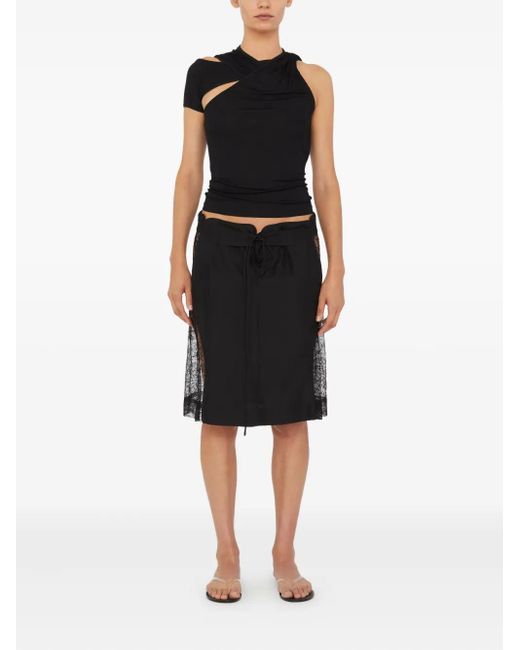 Christopher Esber Black Lace-Insert Drawstring Skirt