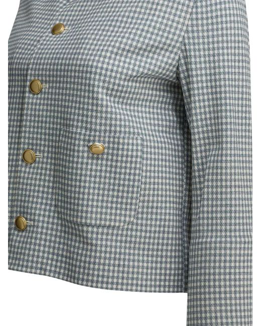 Circolo 1901 Blue Checked Button Jacket