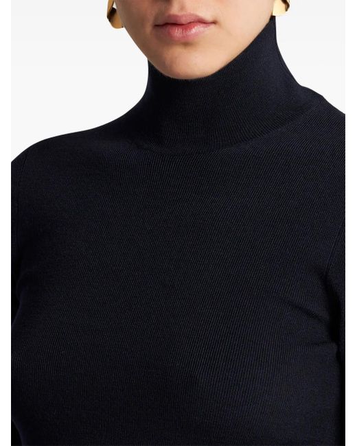 Etro Blue High-Neck Wool Jumper