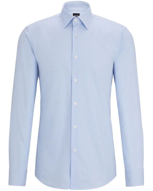 Boss Blue Striped Cotton Shirt for men