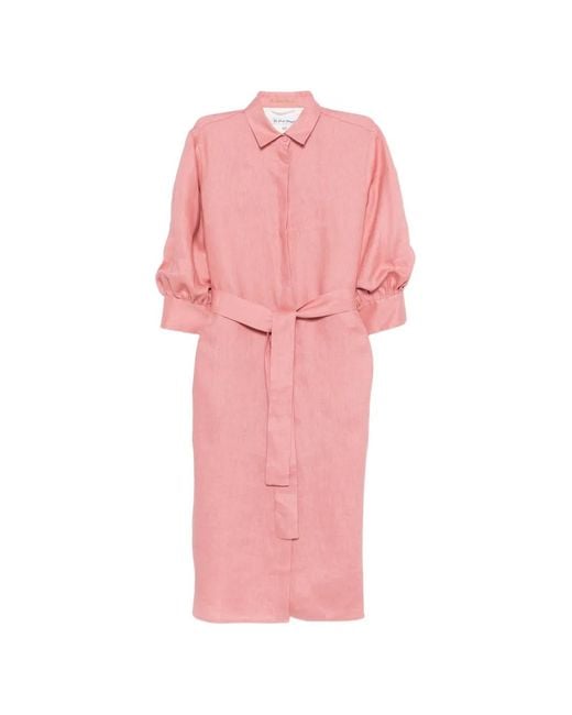 Le Sarte Pettegole Pink Tie-Belt Shirt Dress