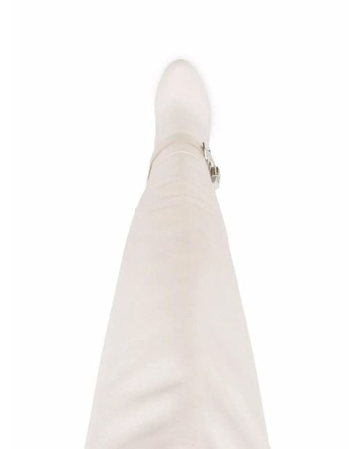 Philipp Plein White Buckle-detail Knee-high Boots