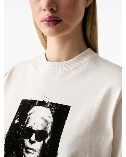 Karl Lagerfeld White Karl Portrait Graphic-Print T-Shirt