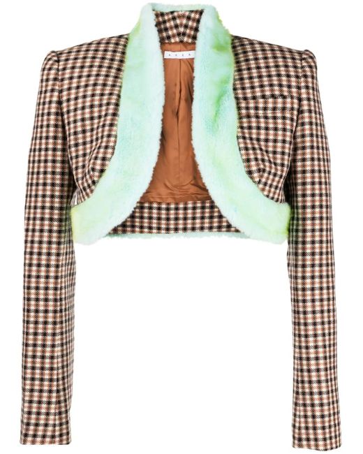 Area Black Cropped-Jacke Mit Faux Fur