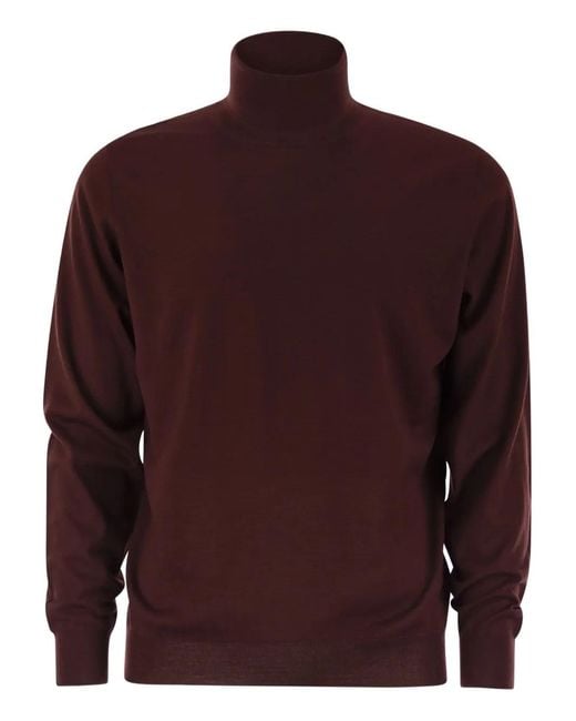 Fedeli Red Turtle-Neck Sweater for men