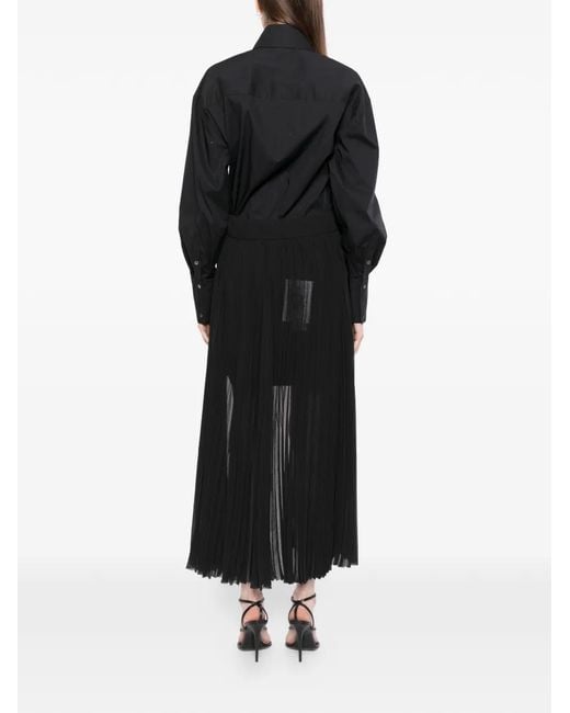 Karl Lagerfeld Black Robe-Chemise À Design Plissé