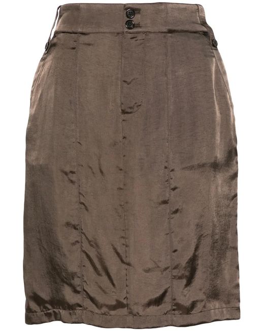 Saint Laurent Brown Button-Up Satin Miniskirt