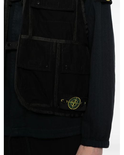 Chaleco Con Múltiples Bolsillos Stone Island de hombre de color Black