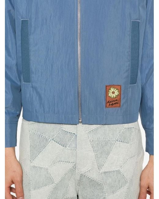 Maison Kitsuné Blue Floating Flower-Patch Bomber Jacket for men