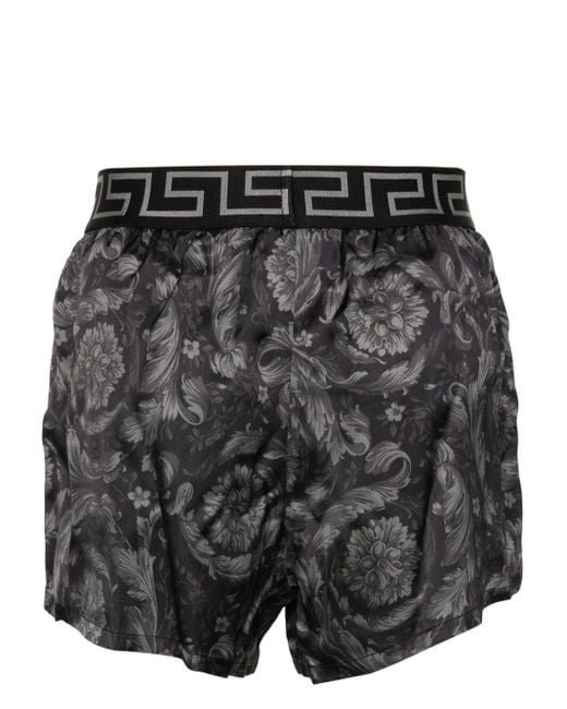 Versace Black Barocco-Print Pyjama Shorts for men