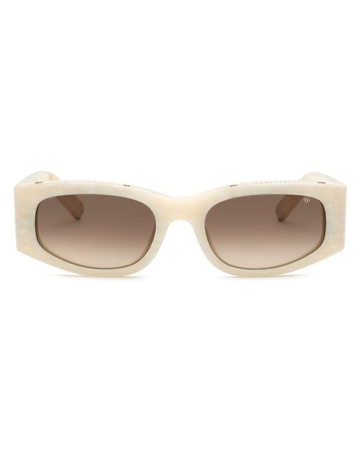 Philipp Plein Natural Round-frame Crystal-embellished Sunglasses