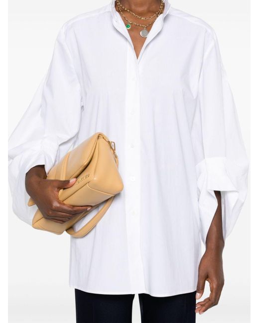 Alberta Ferretti White Draped-sleeve Cotton Shirt