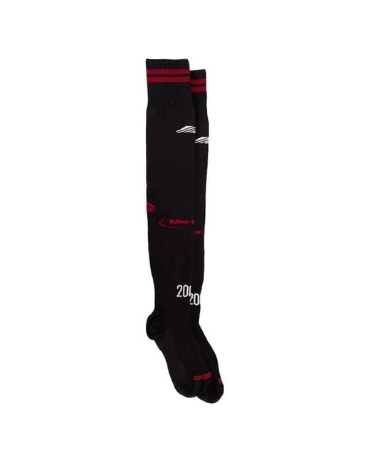 Martine Rose Black Logo-Print Striped-Trim Socks for men