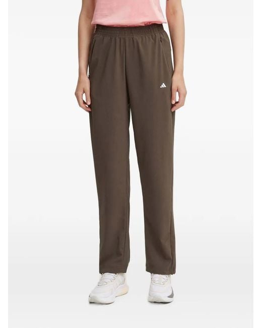Adidas Brown Logo-Print Track Pants