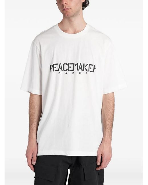 Oamc Peacemaker White Logo-Print T-Shirt for men
