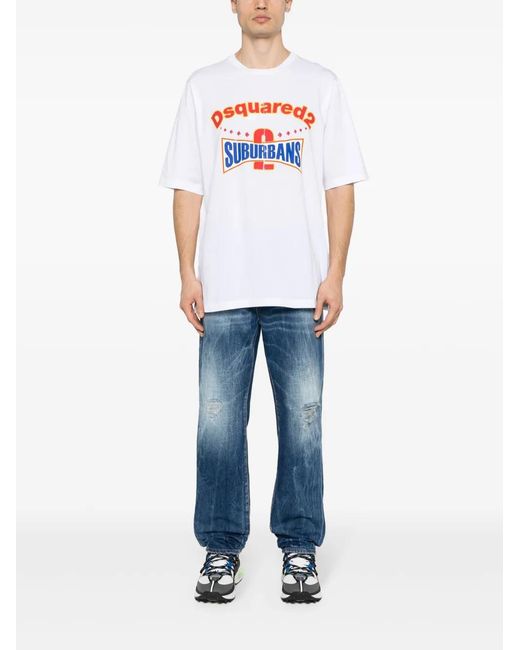 DSquared² Blue 642 Distressed Straight-Leg Jeans for men