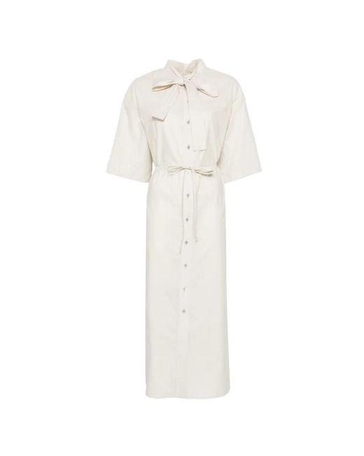 Lemaire White Robe Mi-Longue À Design Réversible