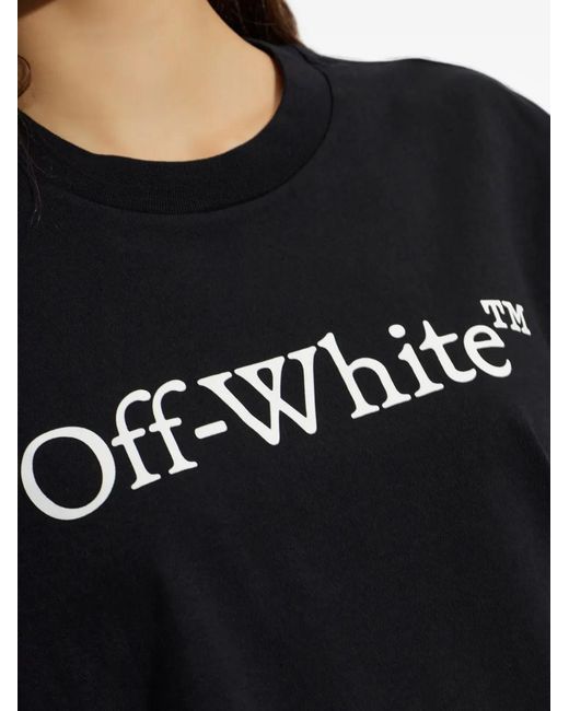 Off-White c/o Virgil Abloh Black Logo-Print Cropped T-Shirt