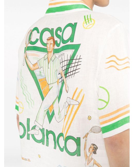 Casablancabrand White Graphic-print Linen Shirt for men