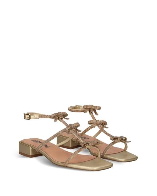Bibi Lou Metallic Poline Bow-Detail Sandals