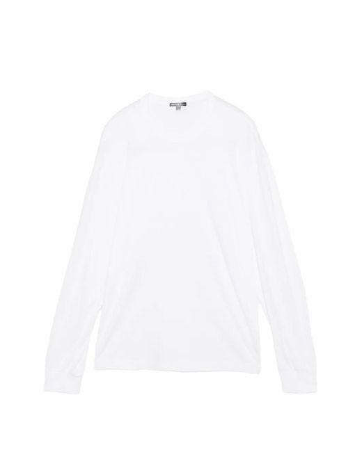 James Perse White T-Shirt En Jersey À Manches Longues for men
