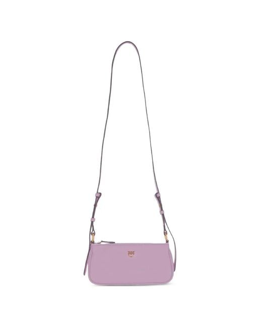 Pinko Pink Leather Mini Half Moon Crossbody Bag