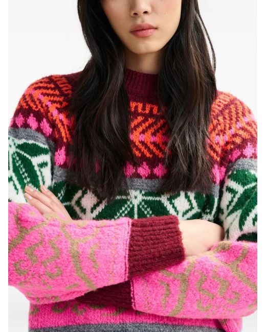 Essentiel Antwerp Red Ireland Pullover mit geometrischem Muster