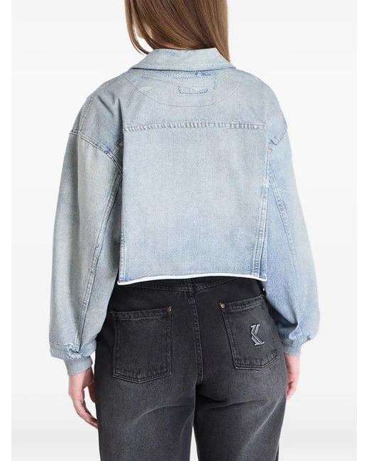 AllSaints Blue Anders Terry Illusion Crop Jacket