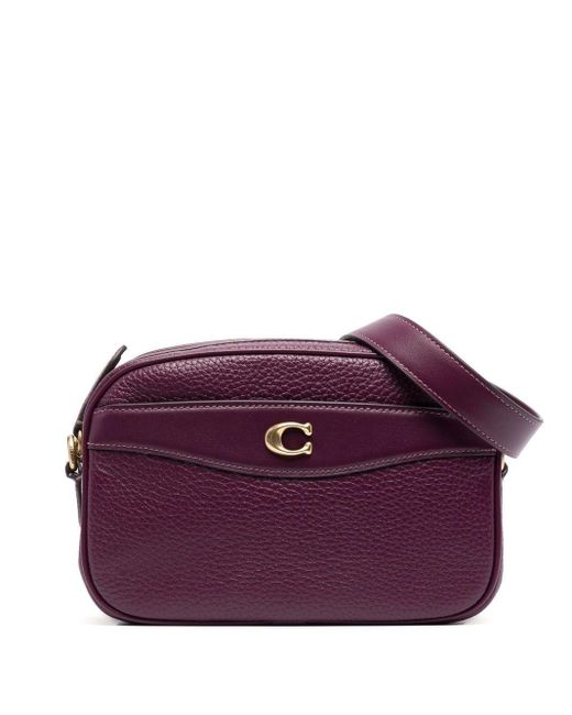COACH Grained Leather Crossbody Bag in Purple Lyst