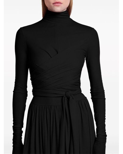 Proenza Schouler Black Crepe Jersey Wrap Maxi Dress