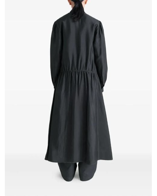 Lemaire Black Gerafftes Kleid Mit Knöpfen