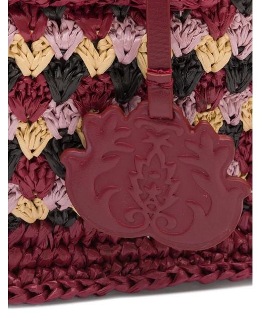 Isla Red Bamboo-Handle Crochet Bag