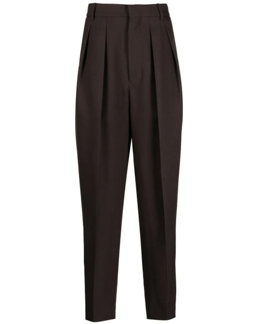 Random Identities Black Tapered Box-Pleated Trousers for men