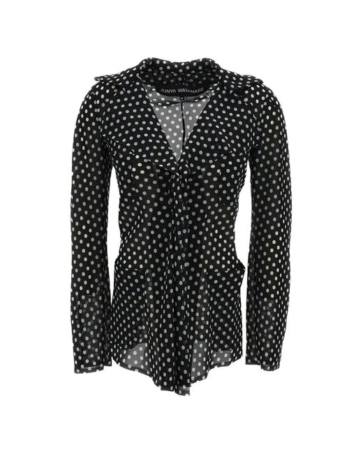 Junya Watanabe Black Polka-Dot Sheer Shirt