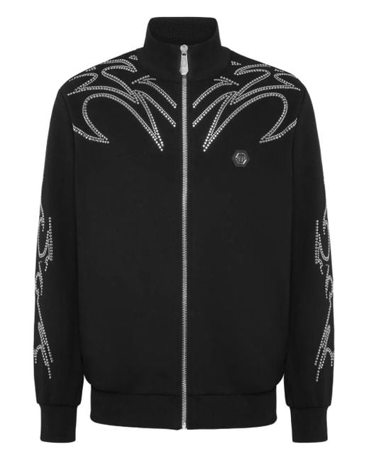 Philipp Plein Black Stud-Embellished Track Jacket for men