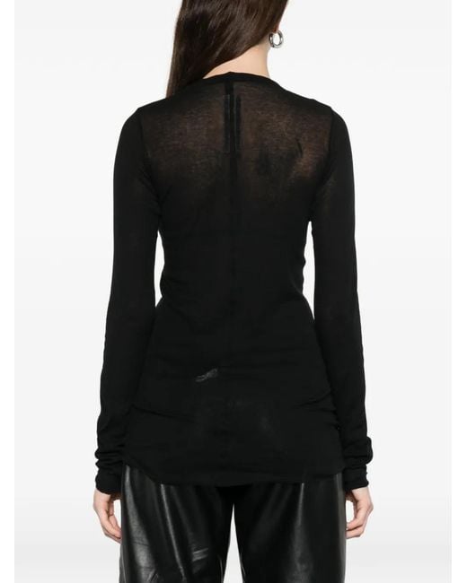 Rick Owens Black Ribbed Long-Sleeve T-Shirt